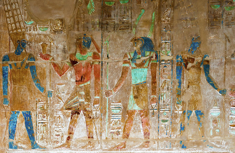 Wall Paintings in Temple of Hatshepsut in Egypt  Photograph by Marek Poplawski