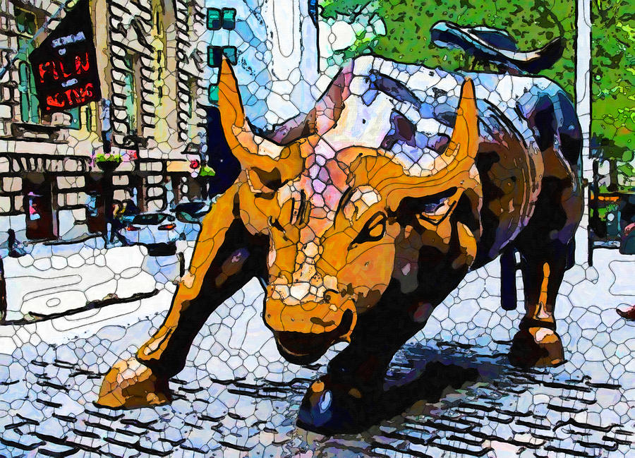  Wall Street Bull  Painting by Jeelan Clark