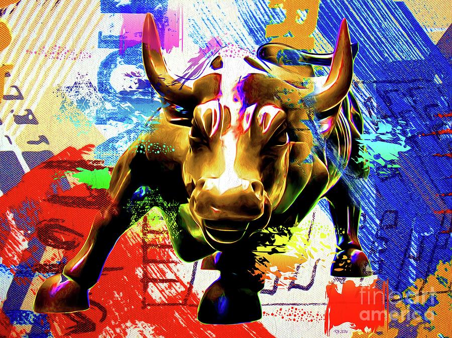 Bull Painting - Wall Street Bull Painted by Daniel Janda