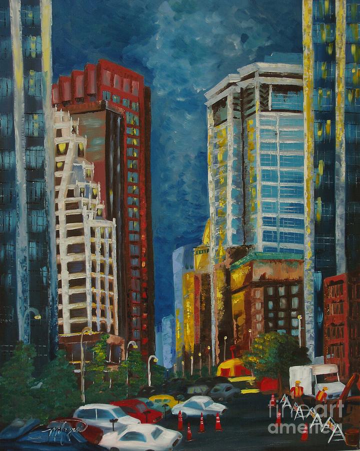 Landscapes Painting - Wall Street by Milagros Palmieri Landscapes Painting - Wall Street by Milagros Palmieri
