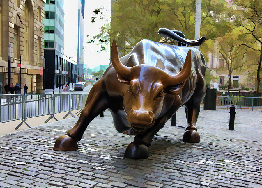 Architecture Digital Art - Wall Street The Bull  by Chuck Kuhn
