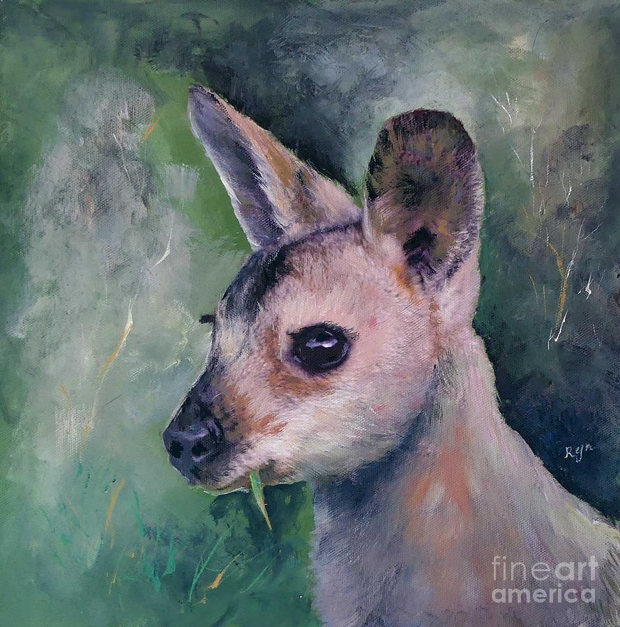 Wallaby Grazing Painting by Ryn Shell
