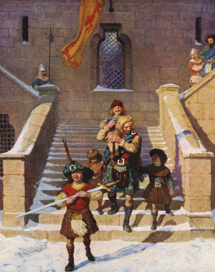 Castle Painting - Wallace and the Children by Newell Convers Wyeth