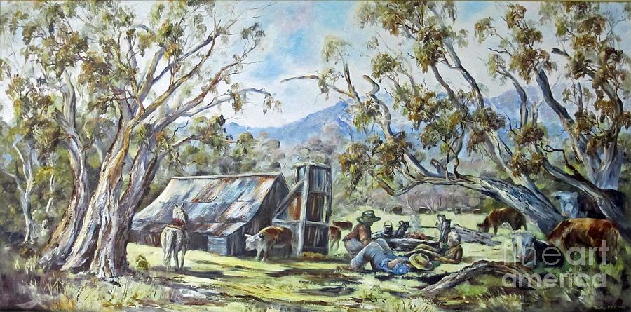 Wallace Hut, Australias Alpine National Park. Painting by Ryn Shell