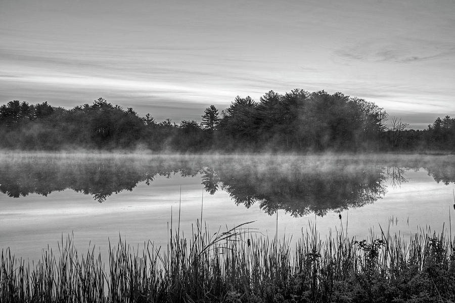 Beach Photograph - Wallis Sands Marsh Smoke on the Water Rye NH Black and White by Toby McGuire