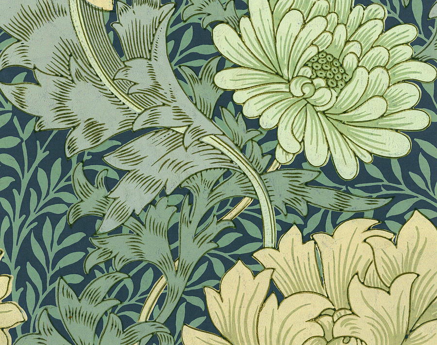 Spring Painting - Wallpaper Sample With Chrysanthemum by William Morris