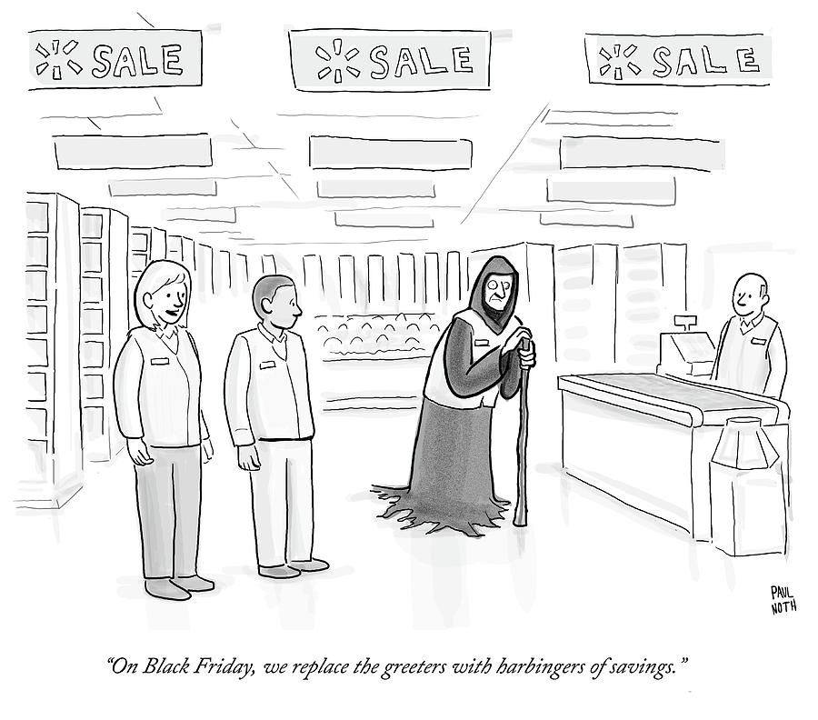 Walmart Black Friday Drawing by Paul Noth