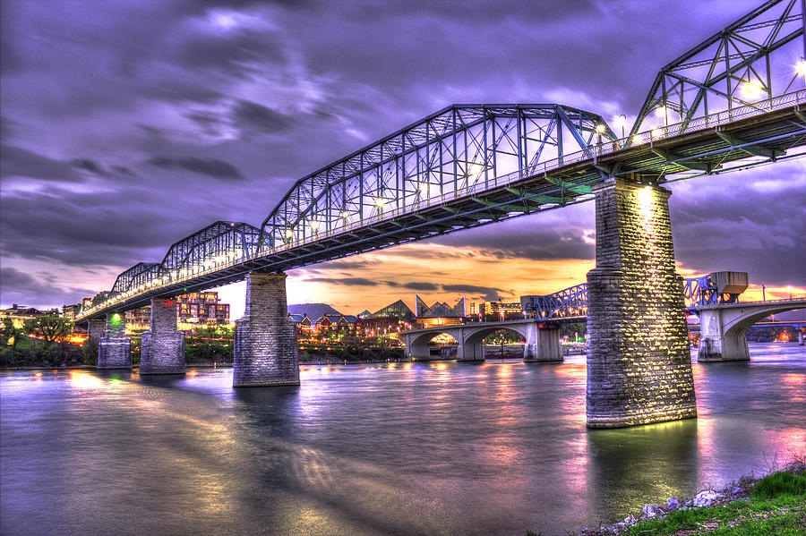 Walnut Street Pedestrian Bridge 2 Chattanooga Tennessee Art Photograph by Reid Callaway