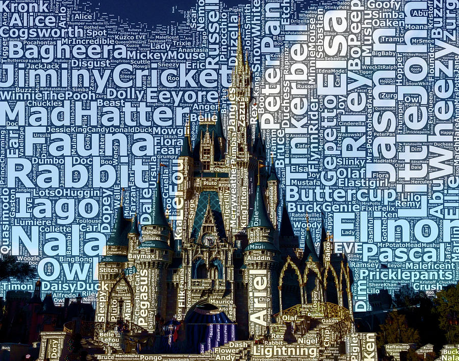 Walt Disney World Characters Word Art Digital Art by Don Rogers