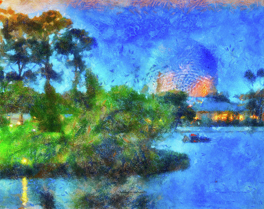 Walt Disney World Sunset Epcot World Showcase Lagoon PA 02 Photograph by Thomas Woolworth