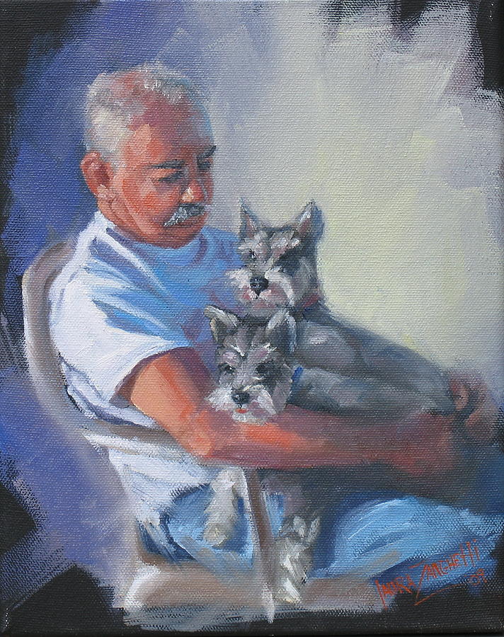 Walter and the kids Painting by Laura Lee Zanghetti