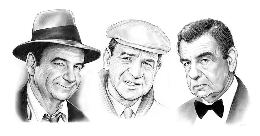 Walter Matthau Trio Drawing by Greg Joens