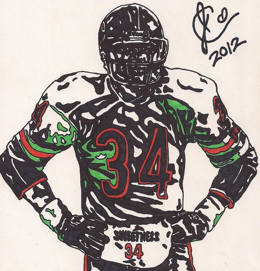 Walter Payton Drawing by Jeremiah Colley