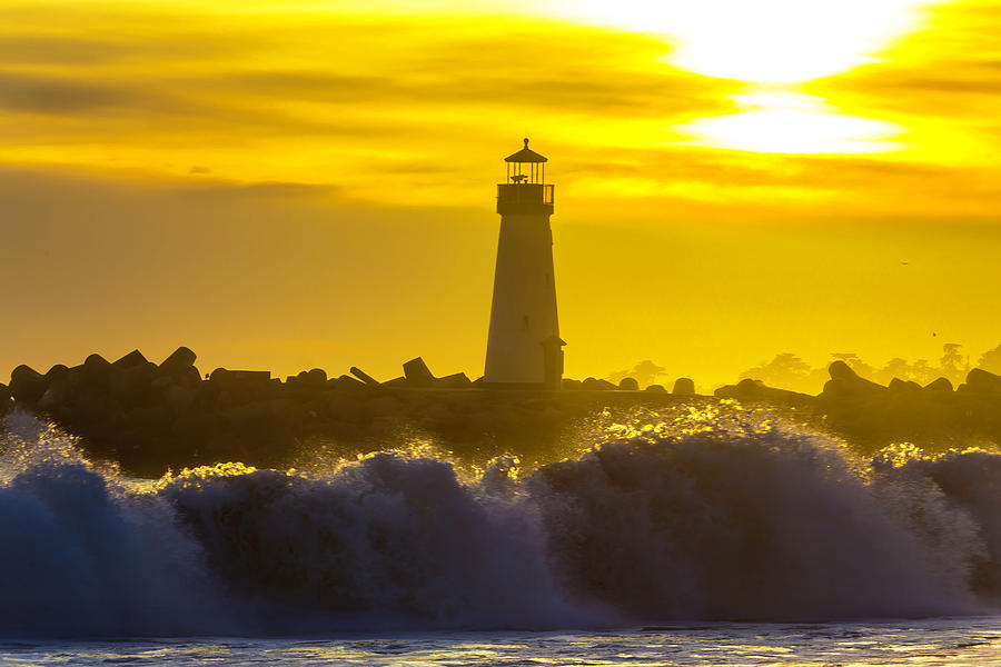 Lighthouse Photograph - Walton Lighthouse At Sunset by Garry Gay