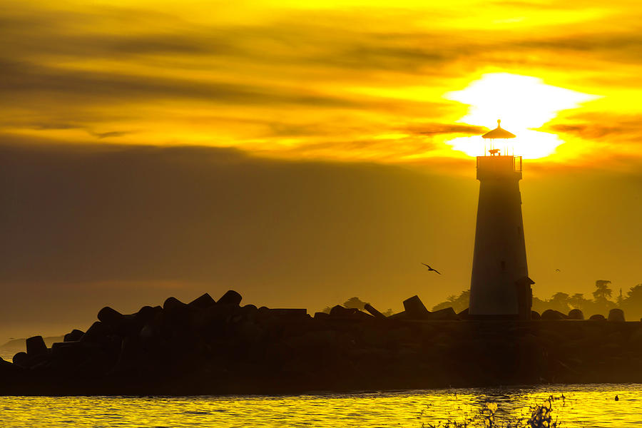Walton Lighthouse Sun And Fog Photograph by Garry Gay