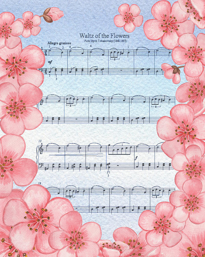 Waltz Of The Flowers Dancing Pink Painting by Irina Sztukowski