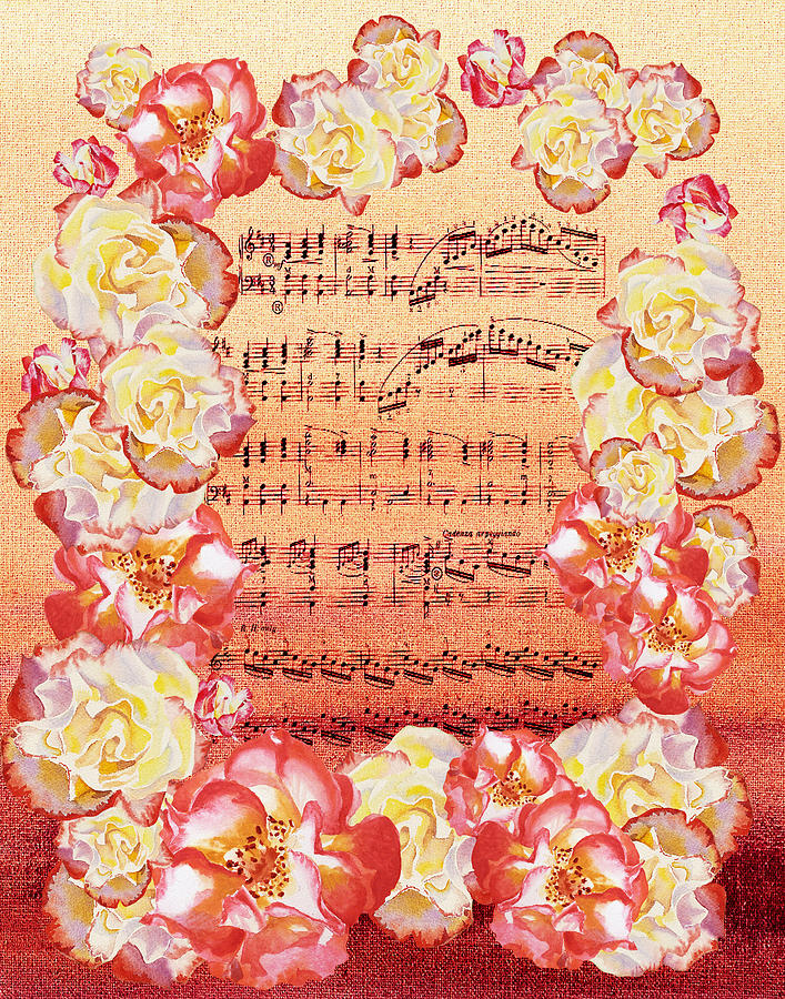 Waltz Of The Flowers Dancing Roses Painting by Irina Sztukowski