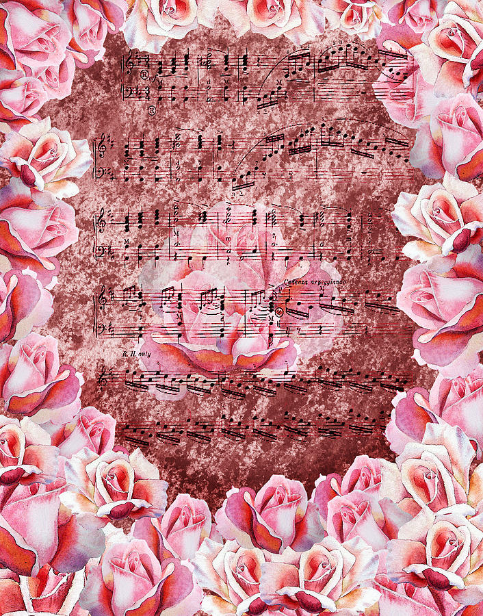 Waltz Of The Flowers Pink Roses Painting by Irina Sztukowski