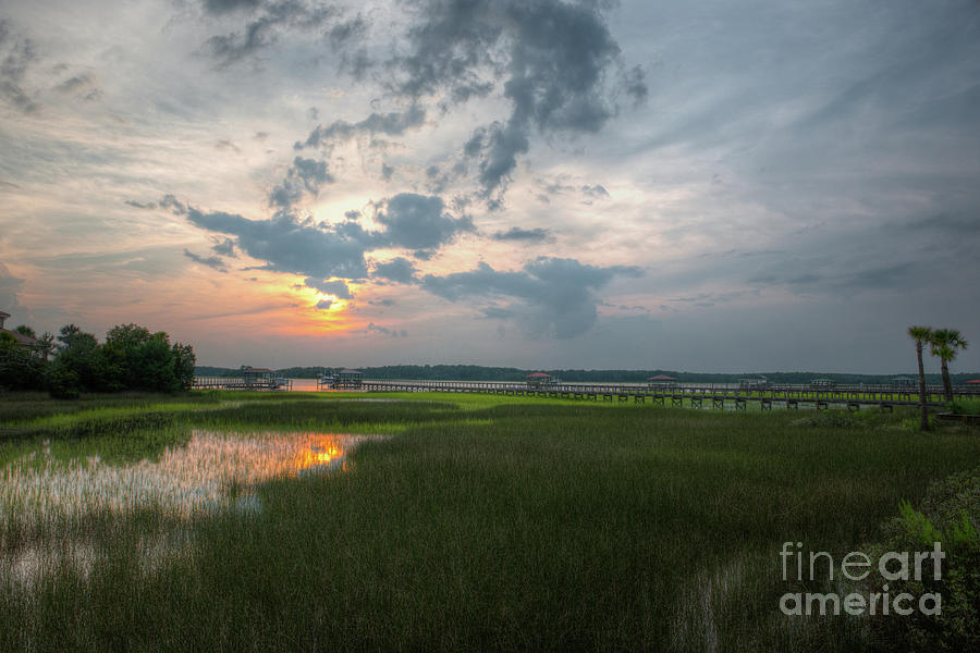 Wando River Marsh Sunset in Mount Pleasant SC Photograph by Dale Powell