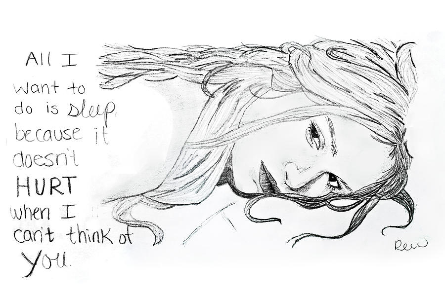 Want to sleep Drawing by Rebecca Wood