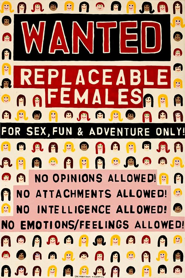Women Painting - Wanted - Replaceable Females by MaryAnn Kikerpill