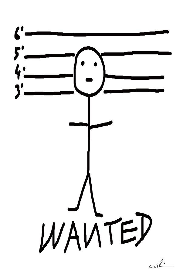 Wanted - Stickman  Drawing by Marianna Mills