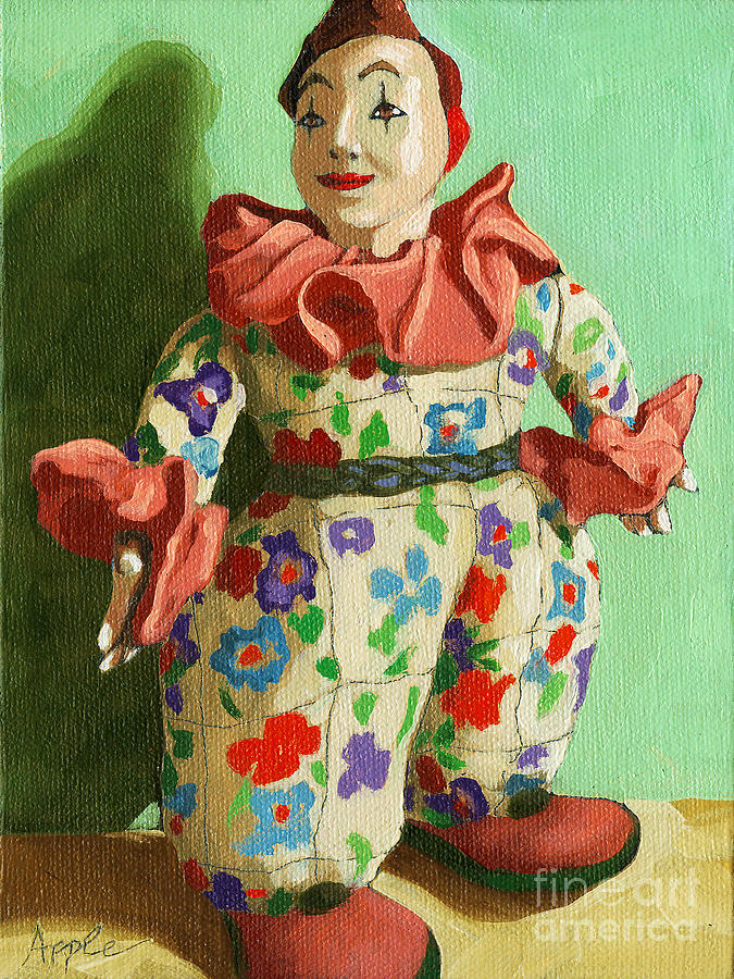 Still Life Painting - War Clown- still life oil painting by Linda Apple