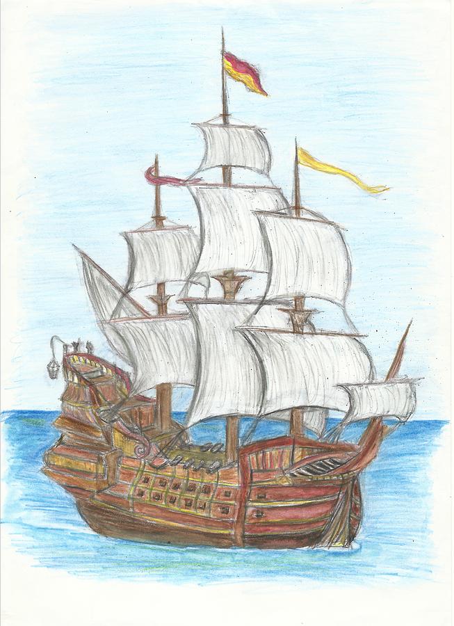 War Galleon Painting by Sam Pako | Fine Art America