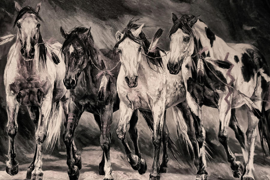 War Horses Mixed Media by Dennis Baswell
