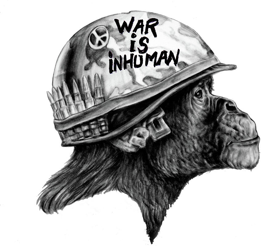 War Monkey Drawing by Ole Hedeager Mejlvang - Fine Art America