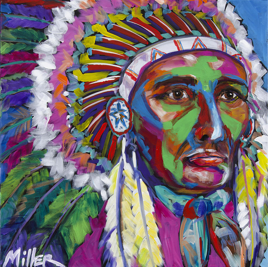 Native American Portrait Painting - War Paint by Tracy Miller
