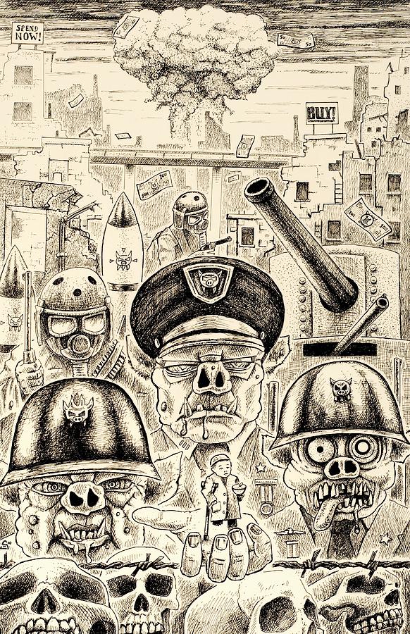 War Drawing - War Pigs by Sean Madden War Drawing - War Pigs by Sean Madden