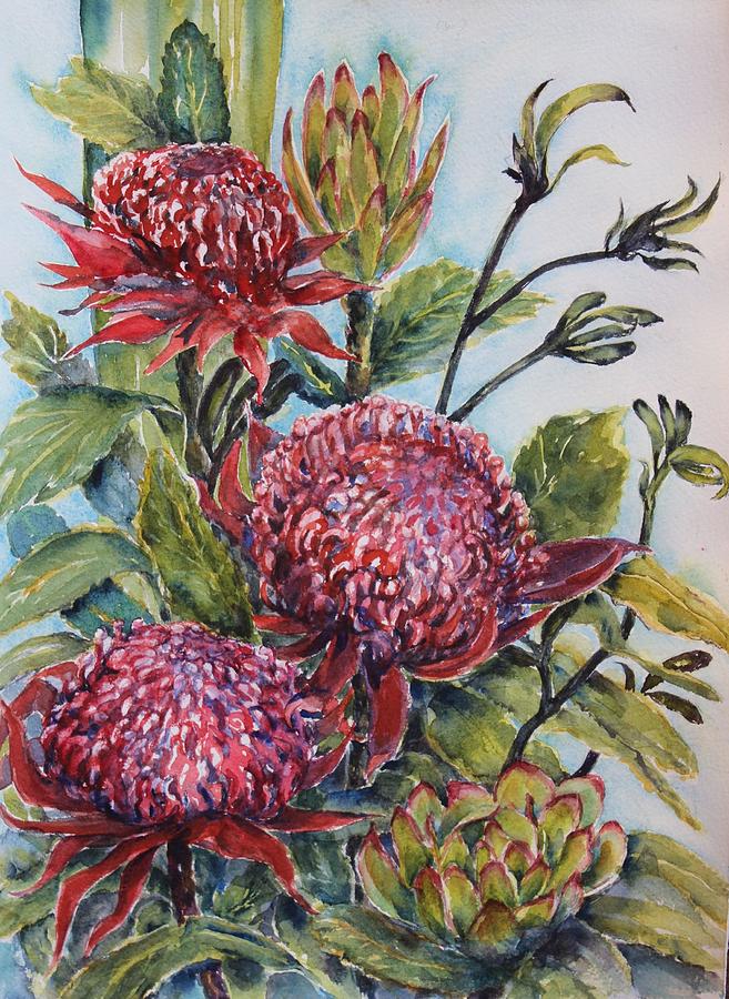 Waratahs In Arrangement Painting By Julia Walsh