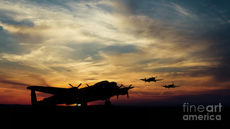 Lancaster Bomber Digital Art - Warbird Silhouettes by Airpower Art