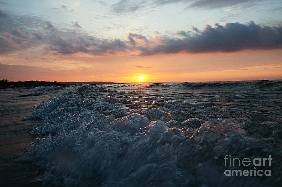 Wards Beach Sunset Wave Photograph by Steve Somerville