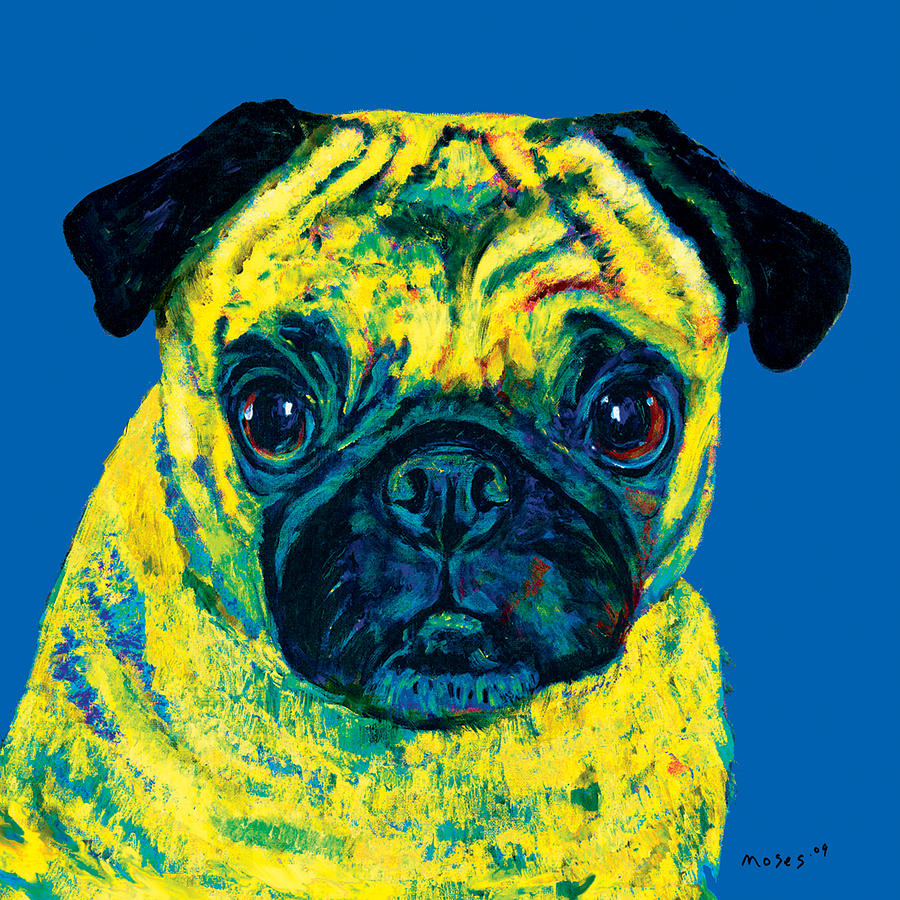Warhol Pug Blue Painting by Dale Moses