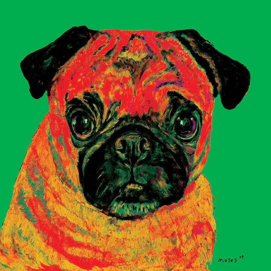 Warhol Pug Green Painting by Dale Moses