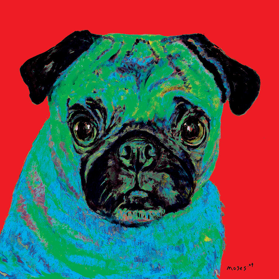Warhol Pug Red Painting by Dale Moses