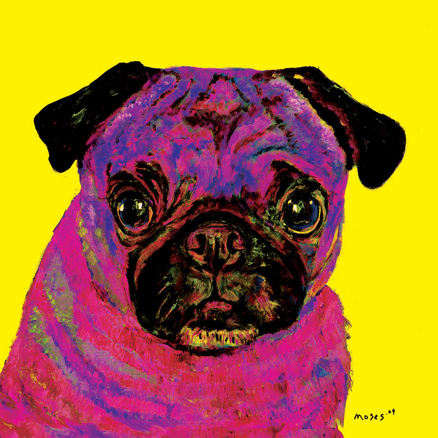 Warhol Pug Yellow Painting by Dale Moses