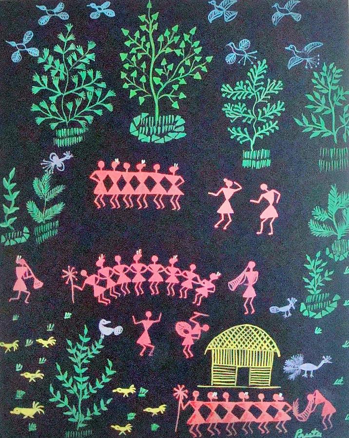 Warli Life 7 Painting by Preeta Rajendra | Fine Art America