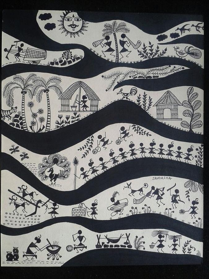 Illustration of Indian Traditional Warli Art-saigonsouth.com.vn