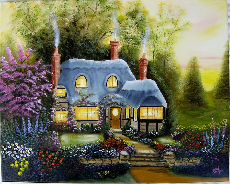 Warm and Cozy Cottage Painting by Debra Campbell
