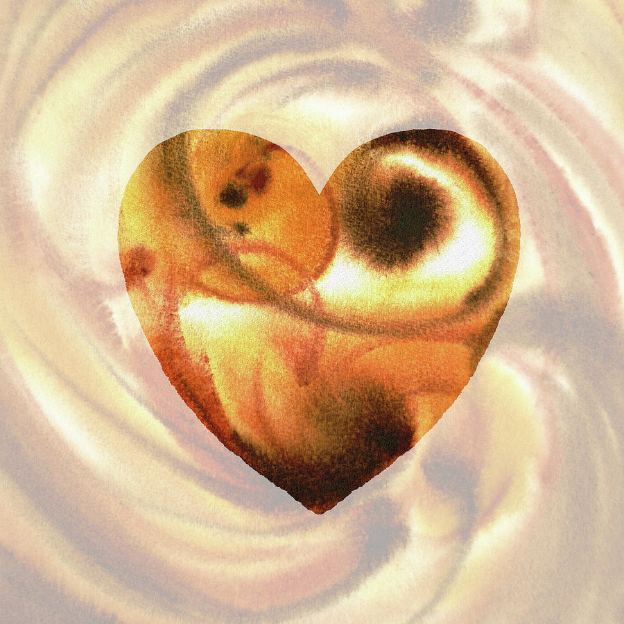 Warm And Fuzzy Heart Watercolor Silhouette  Painting by Irina Sztukowski