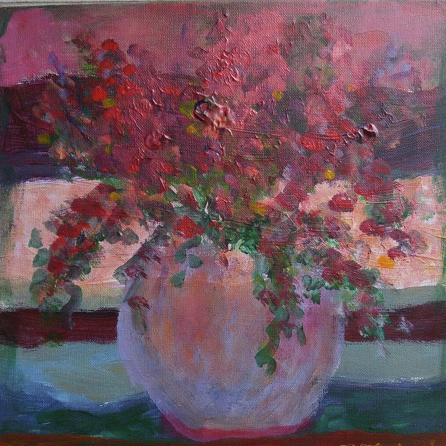Abstract Flowers Painting - Warm Arrangement by Norma Malerich