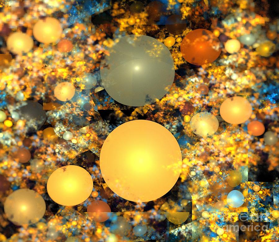 Abstract Digital Art - Warm Copper Spheres by Kim Sy Ok