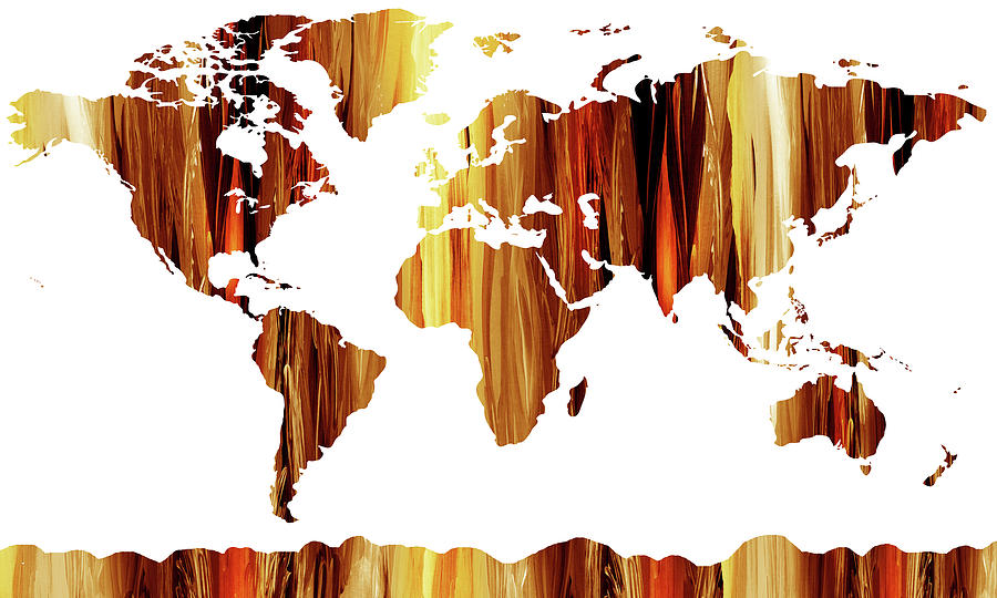 Warm Earthy Canvas World Map Painting by Irina Sztukowski