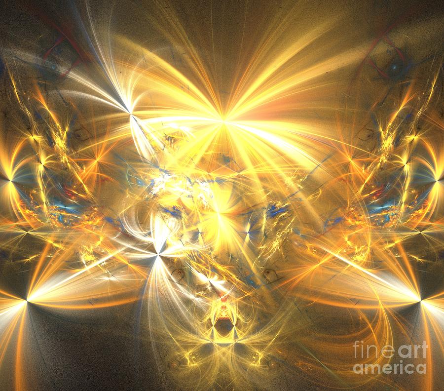Abstract Digital Art - Warm Gold Wishes by Kim Sy Ok