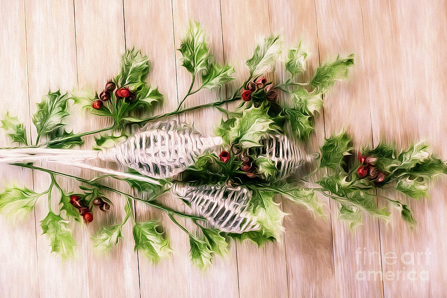 Warm Holly Berries And Silver Wands Photograph