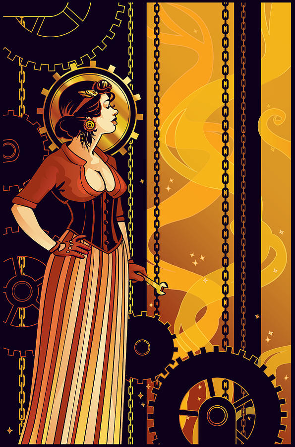 Art Nouveau Digital Art - Warm Machinery by Danielle Zemba Art Nouveau Digital Art - Warm Machinery by Danielle Zemba