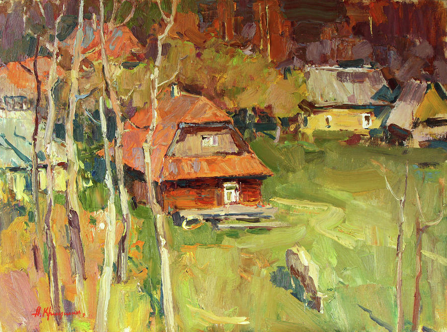 Landscape Painting - Warm October by Aleksandr Kryushyn